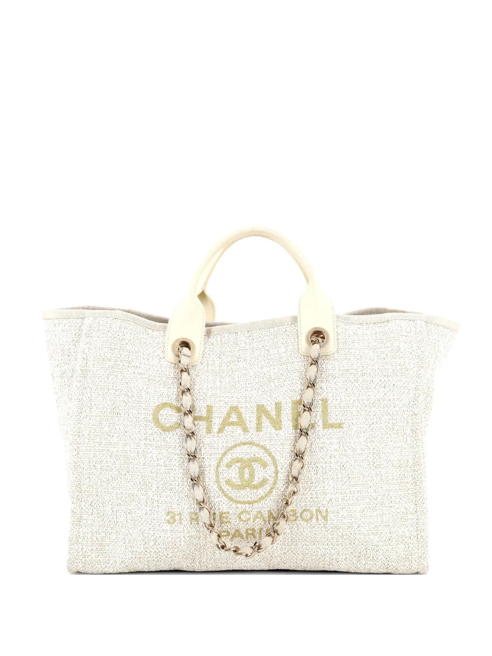 CHANEL Pre-Owned Deauville Raffia with Glitter Detail Medium tote bag - Toni neutri