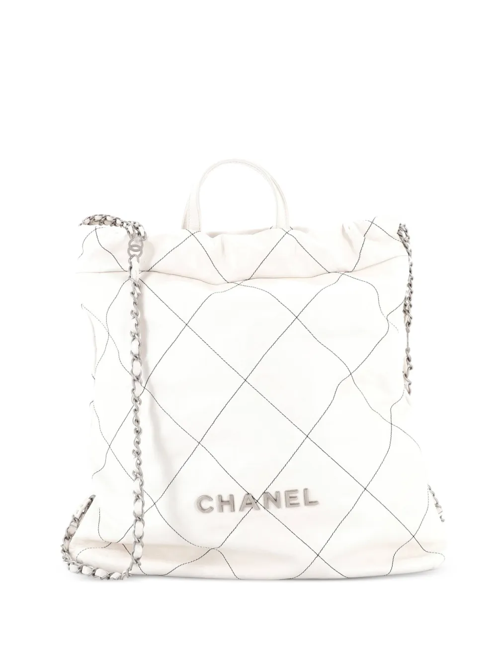 CHANEL Pre-Owned 22 Chain Quilted Calfskin Large backpack - Bianco