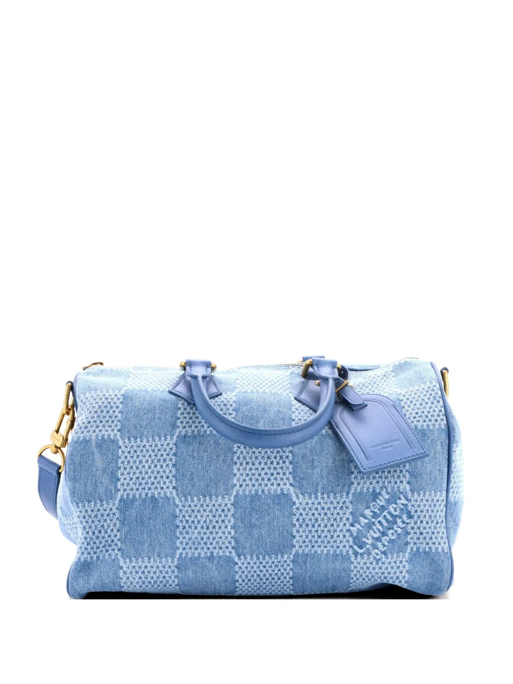 Louis Vuitton Pre-Owned Borsa a tracolla Speedy Bandouliere Bag 3D Damier Giant Denim 30 - Blu