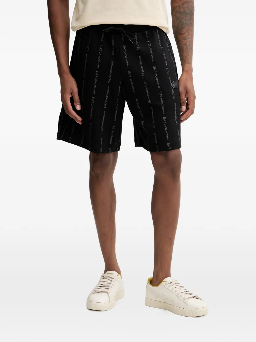 Ea7 Emporio Armani logo-print drawstring shorts - Nero