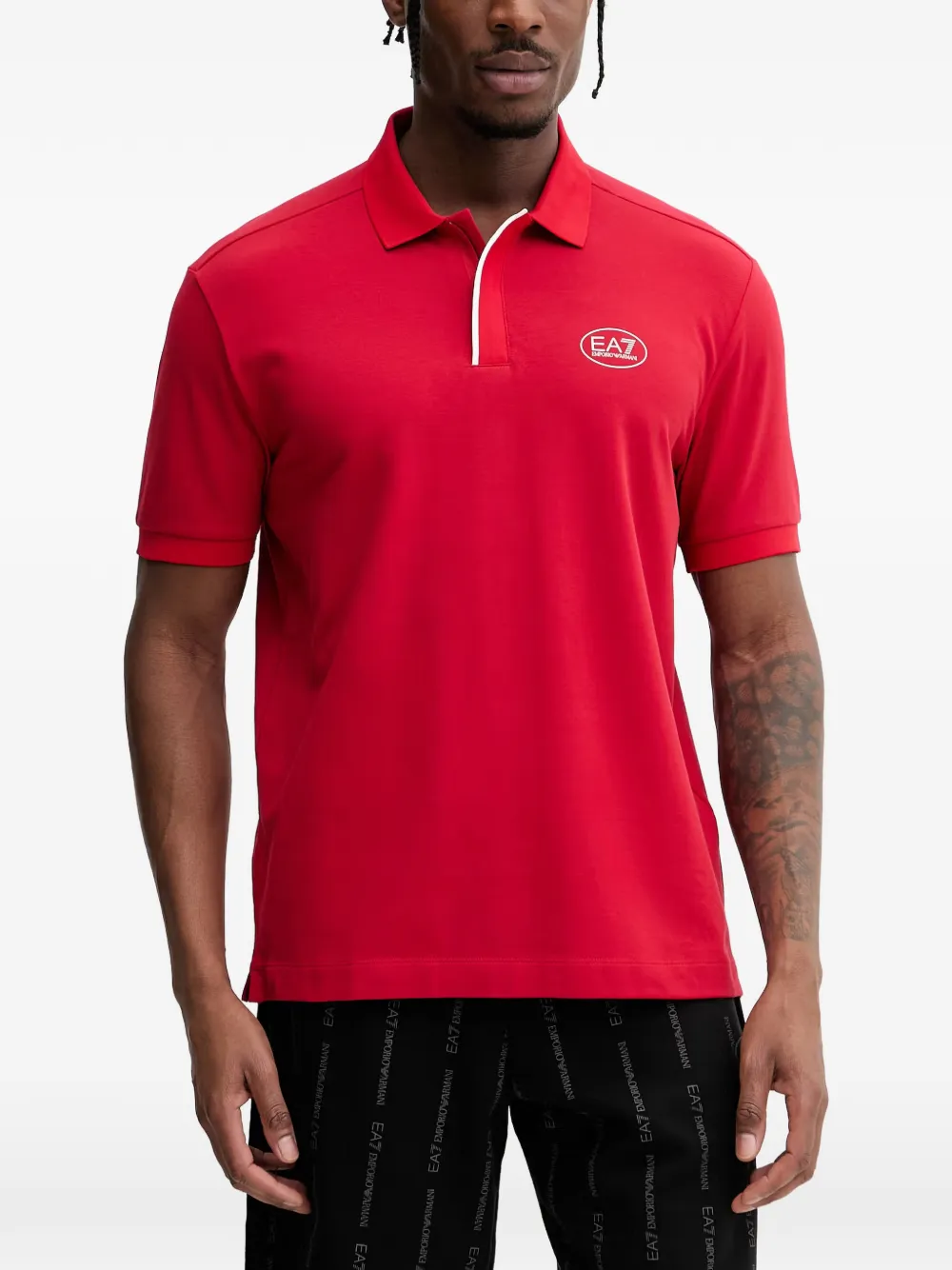 Ea7 Emporio Armani logo-patch polo shirt - Rosso