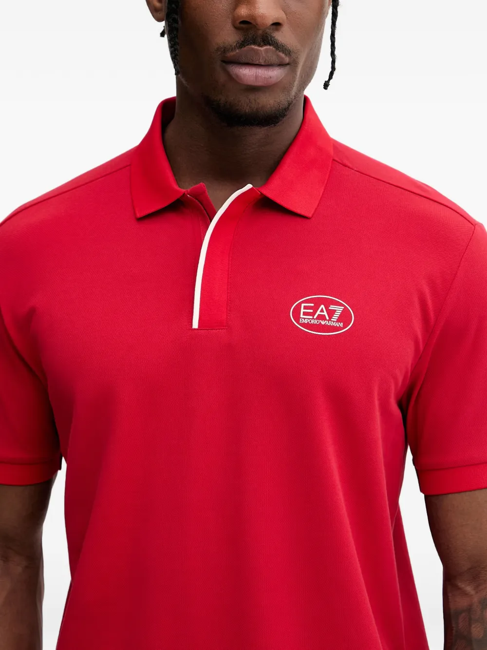 Ea7 Emporio Armani Poloshirt met logopatch Rood