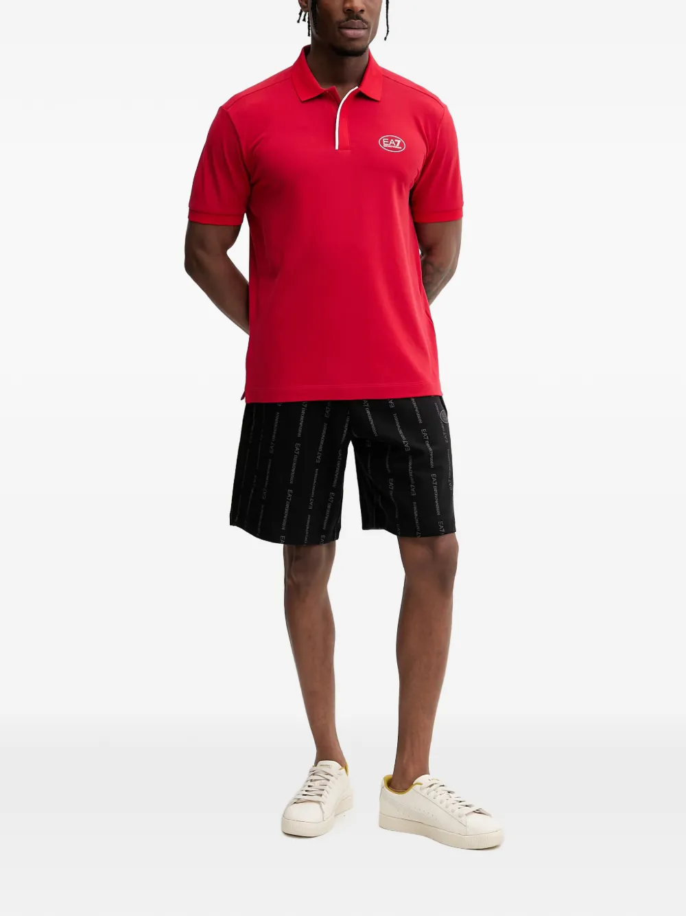 Ea7 Emporio Armani Poloshirt met logopatch Rood