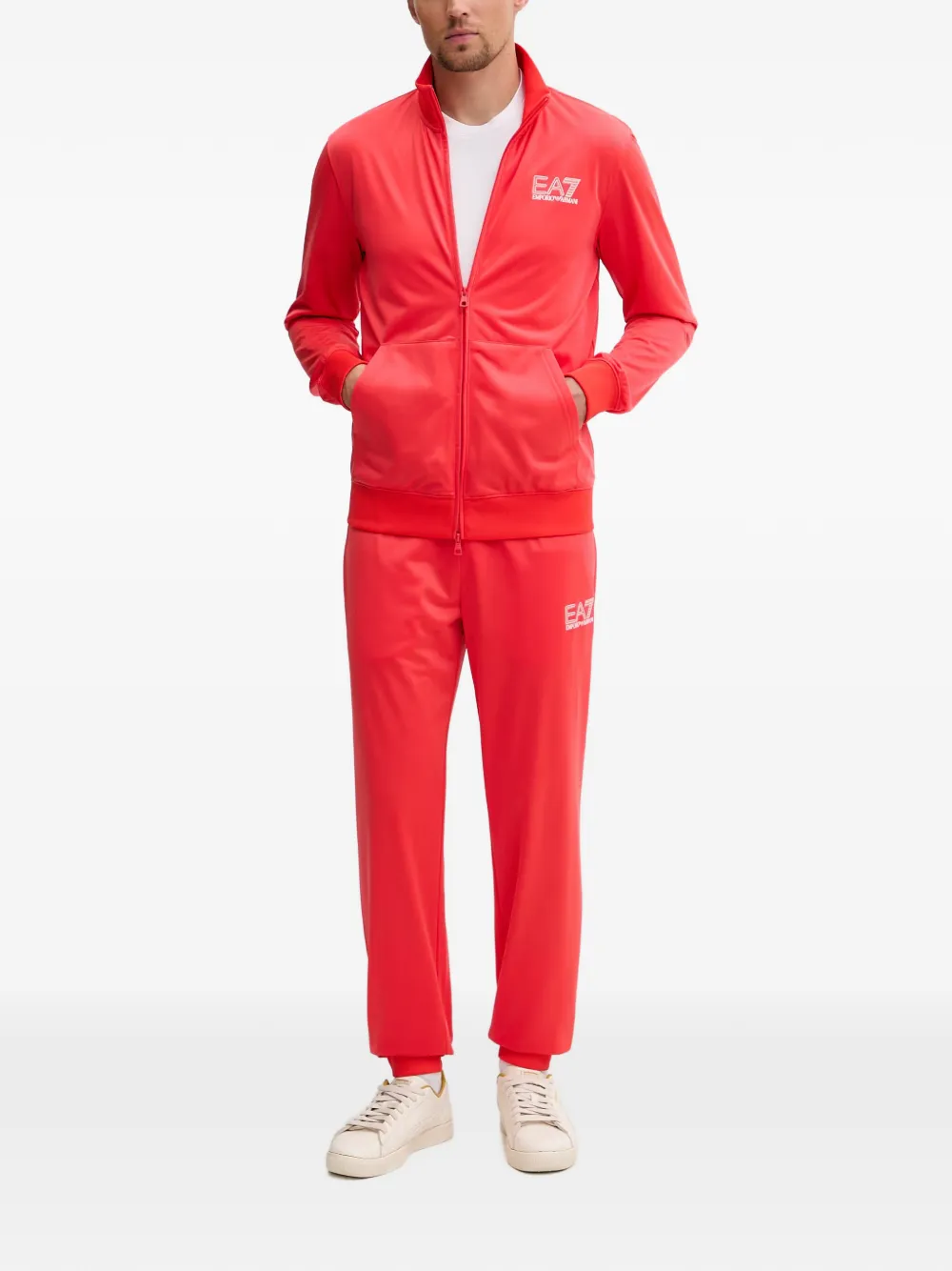 Ea7 Emporio Armani Trui met logo-print en rits Rood