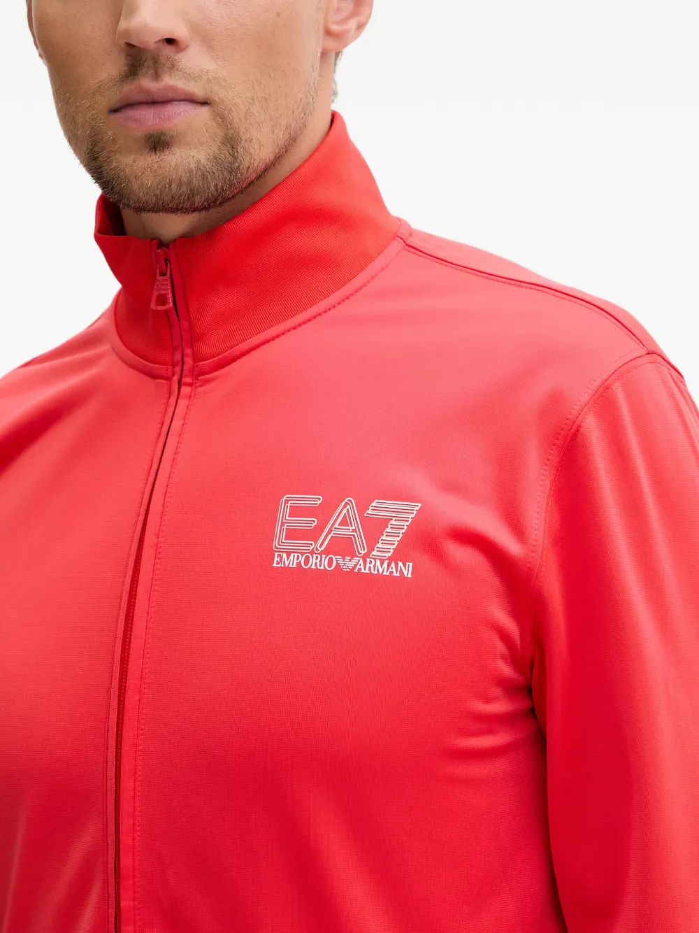 Ea7 Emporio Armani Trui met logo-print en rits Rood