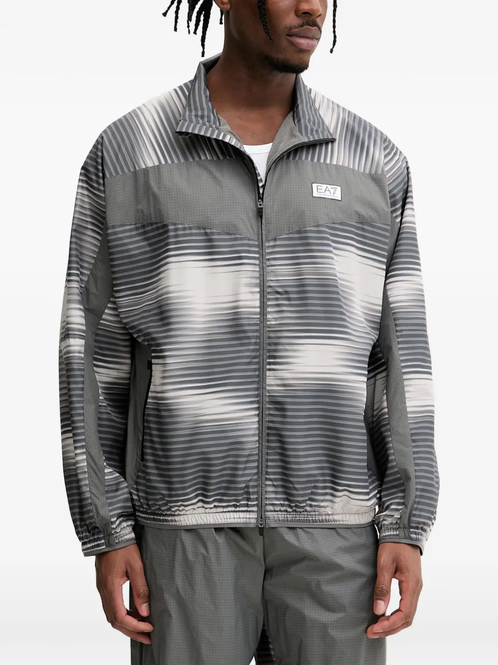 Ea7 Emporio Armani gradient-print panelled jacket - Grigio