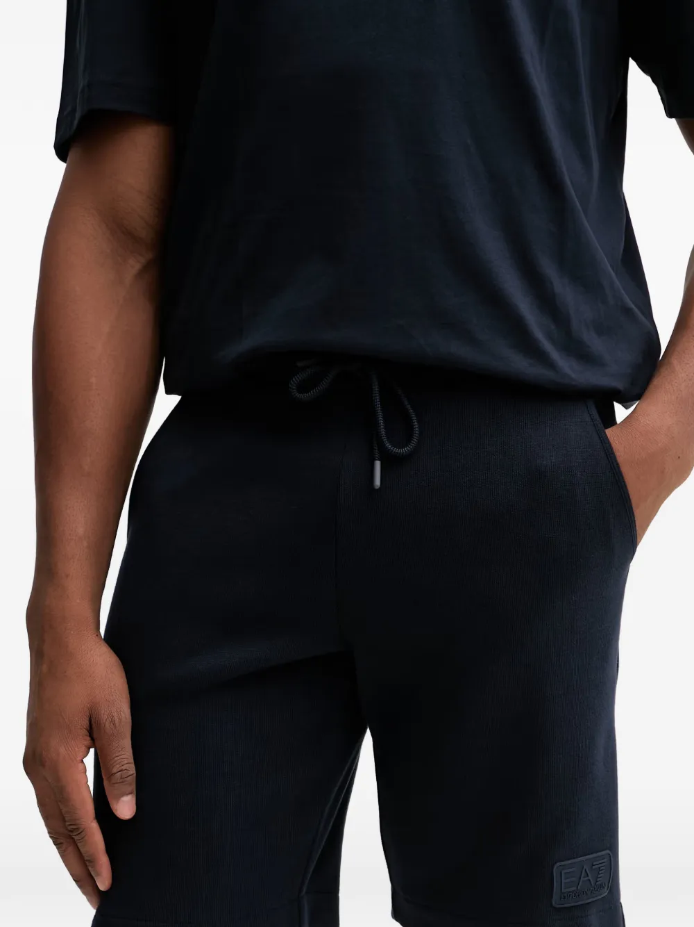 Ea7 Emporio Armani Shorts met logopatch en trekkoord Blauw