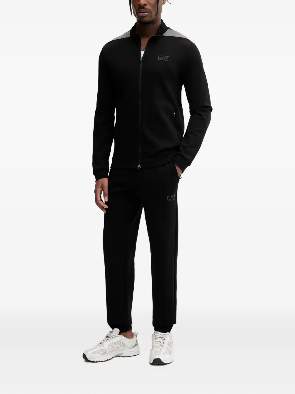 Ea7 Emporio Armani Trui met logo-print en rits Zwart