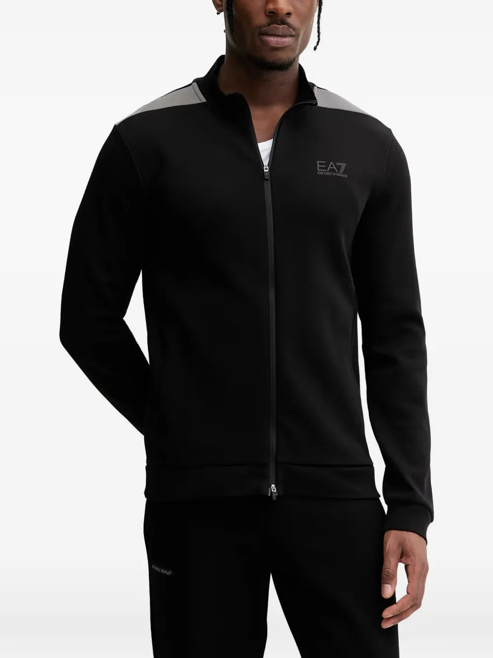 Ea7 Emporio Armani logo-print zip-up sweater - Nero