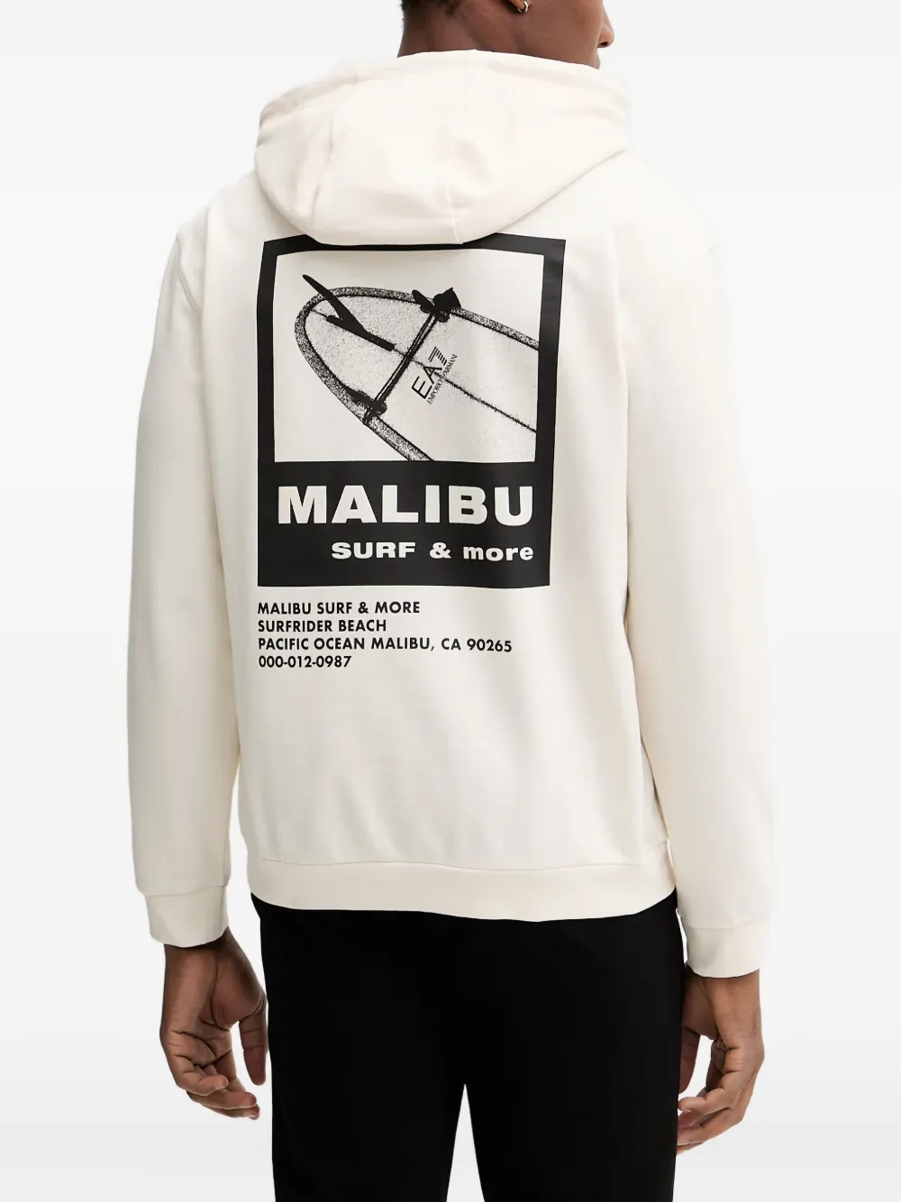 Ea7 Emporio Armani Hoodie met logoprint en trekkoord Beige
