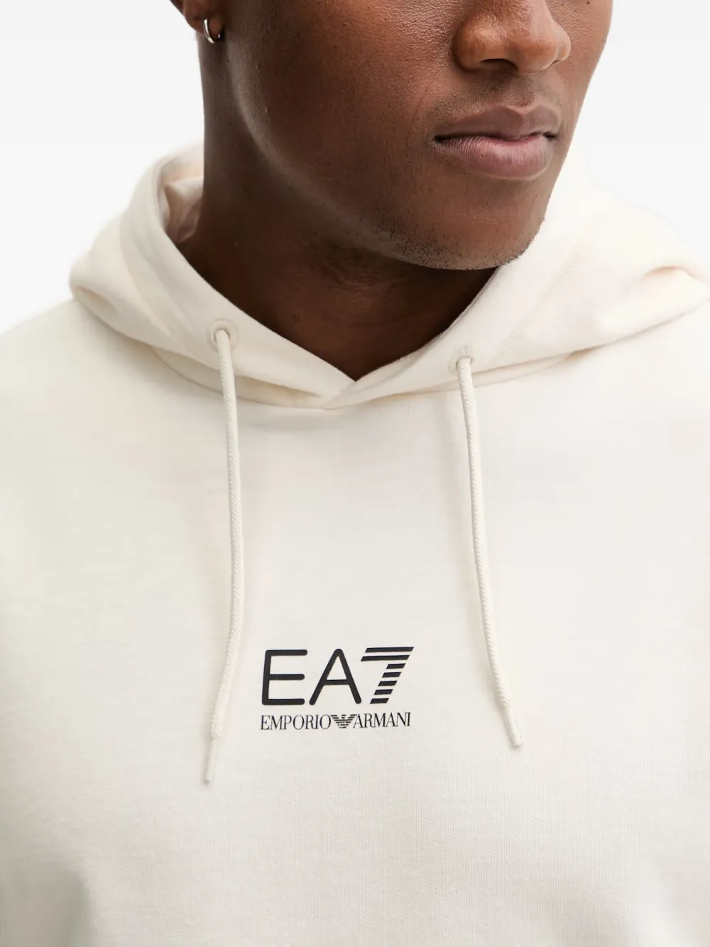 Ea7 Emporio Armani Hoodie met logoprint en trekkoord Beige