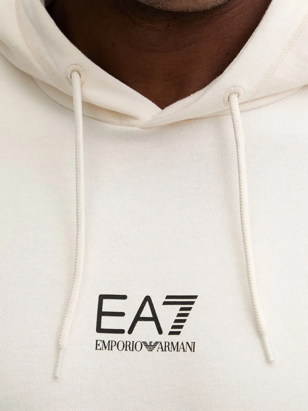 Ea7 Emporio Armani Hoodie met logoprint en trekkoord Beige