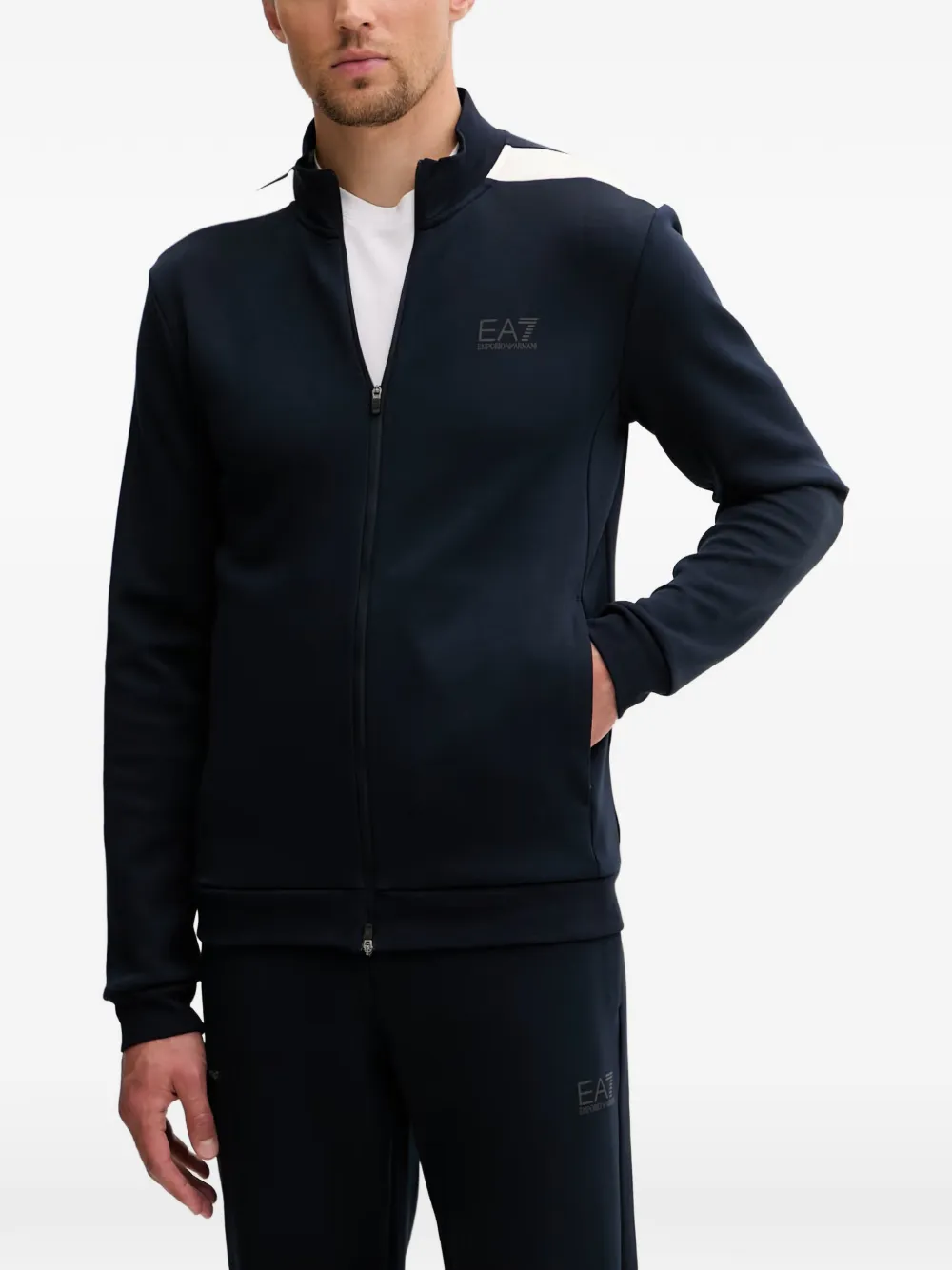 Ea7 Emporio Armani logo-print zip-up sweater - Blu