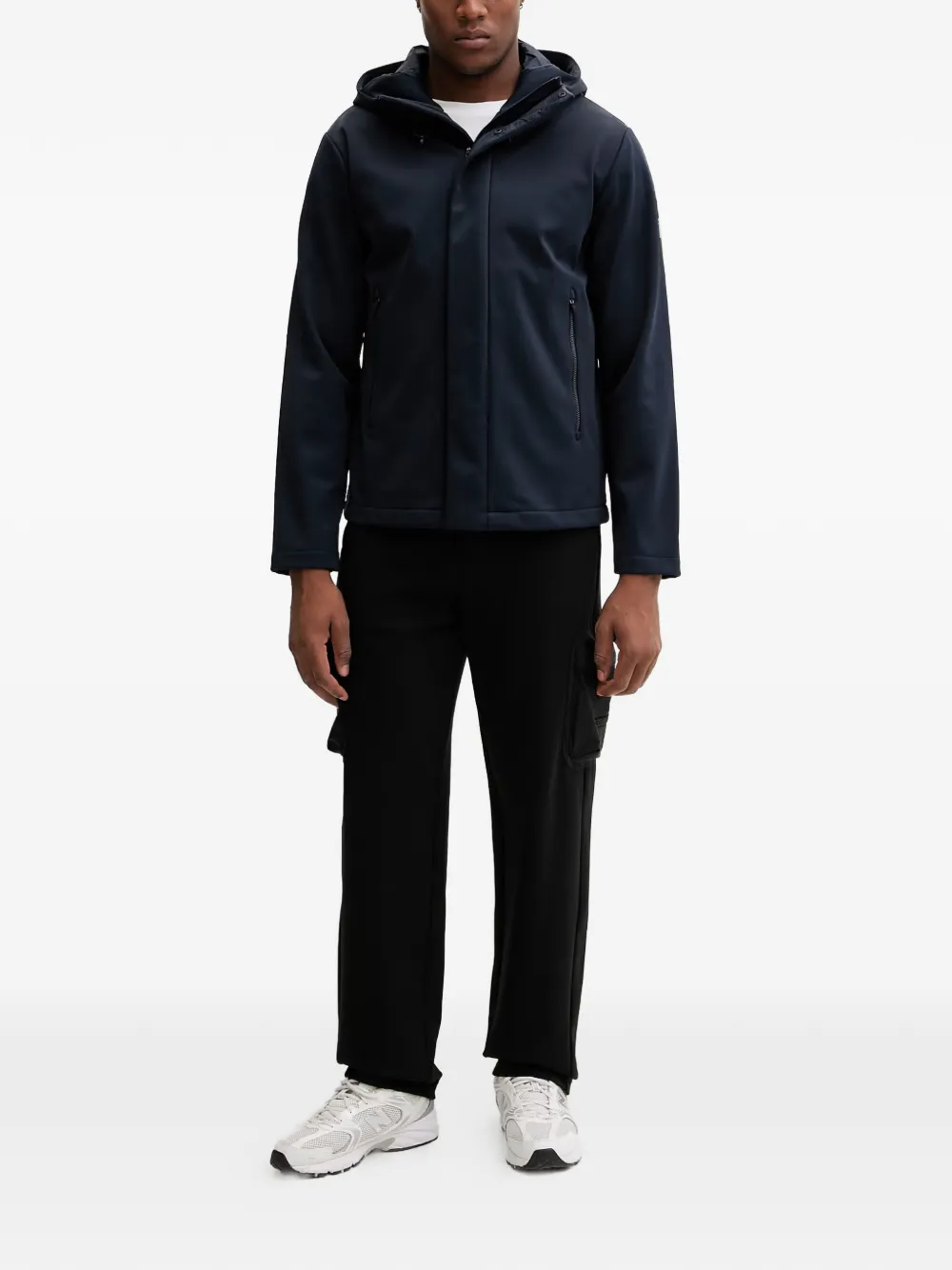 Ea7 Emporio Armani Jack met capuchon en logopatch Blauw