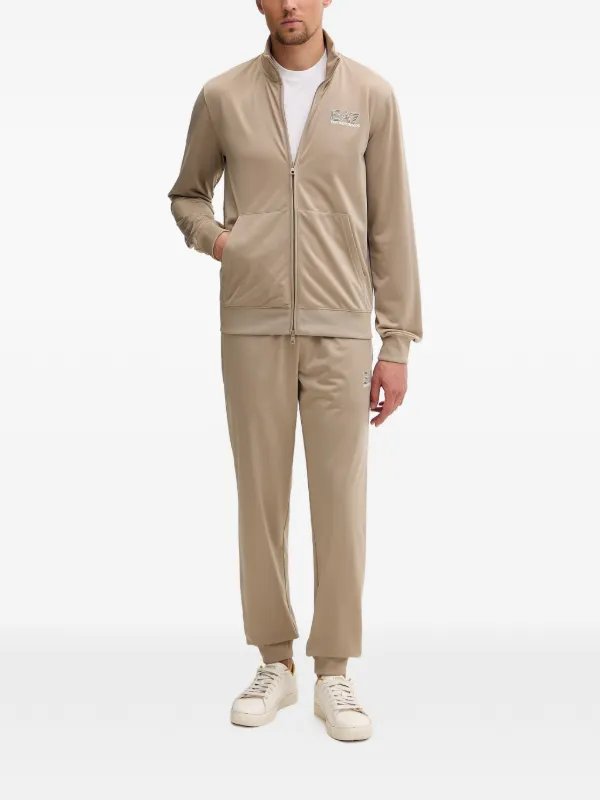 Ea7 Emporio Armani logo-print zip-up Sweater | Neutrals | FARFETCH