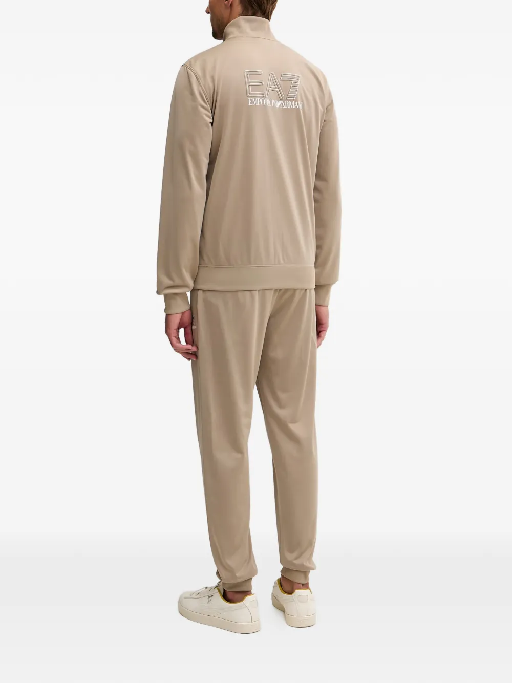 Ea7 Emporio Armani Trui met logo-print en rits Beige