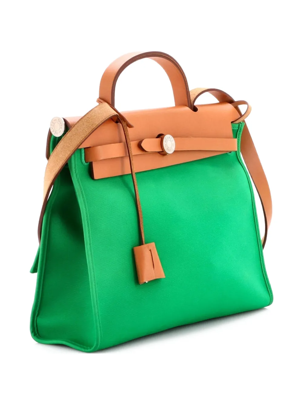 Hermès Pre-Owned Herbag Zip Leather and Toile 31 shoulder bag - Verde