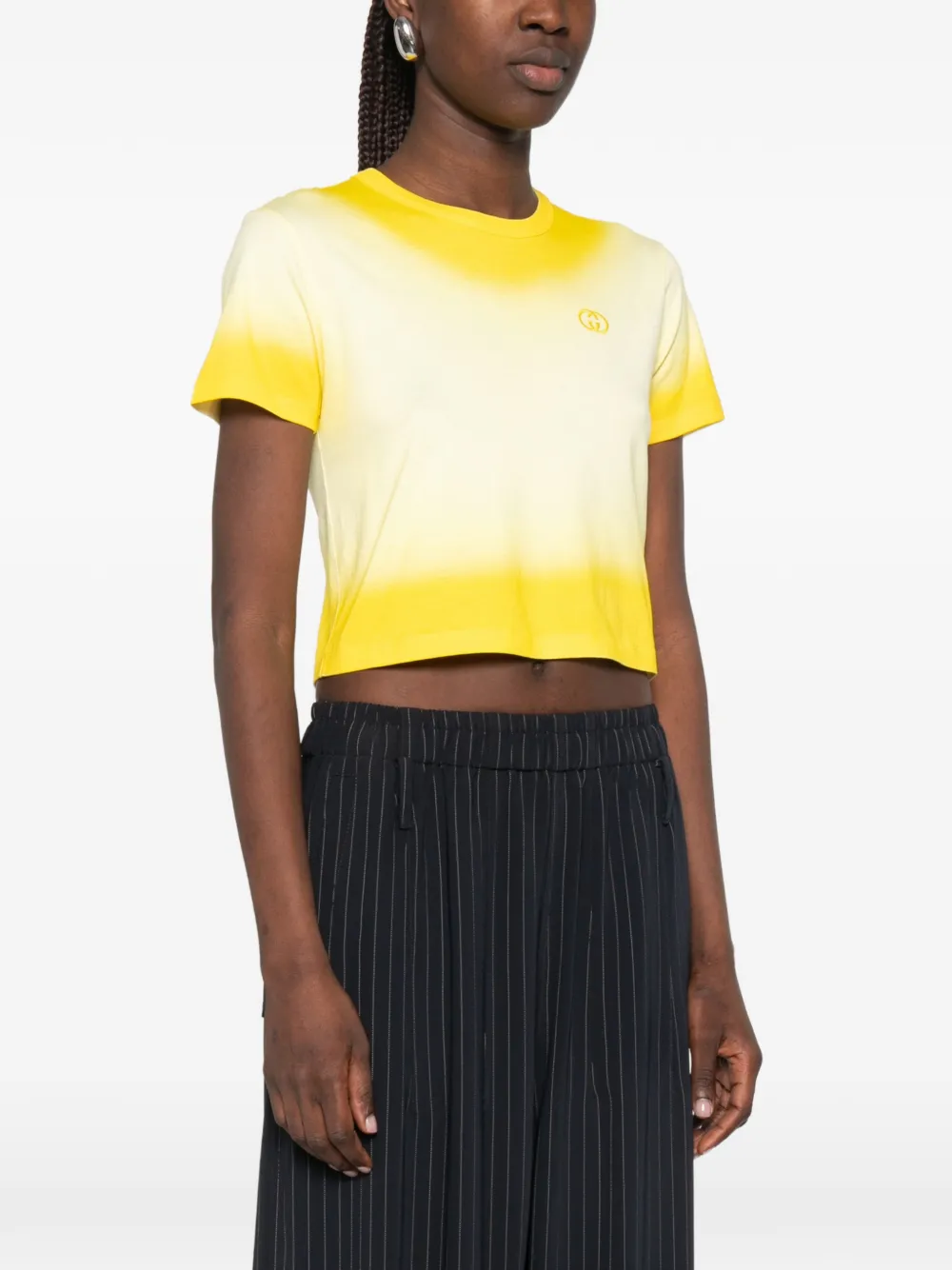 Gucci T-shirt met ombré logo Beige