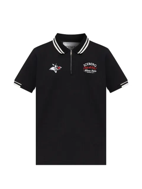 Iceberg embroidered tipped polo shirt