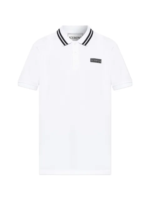 Iceberg logo-patch striped-collar polo shirt