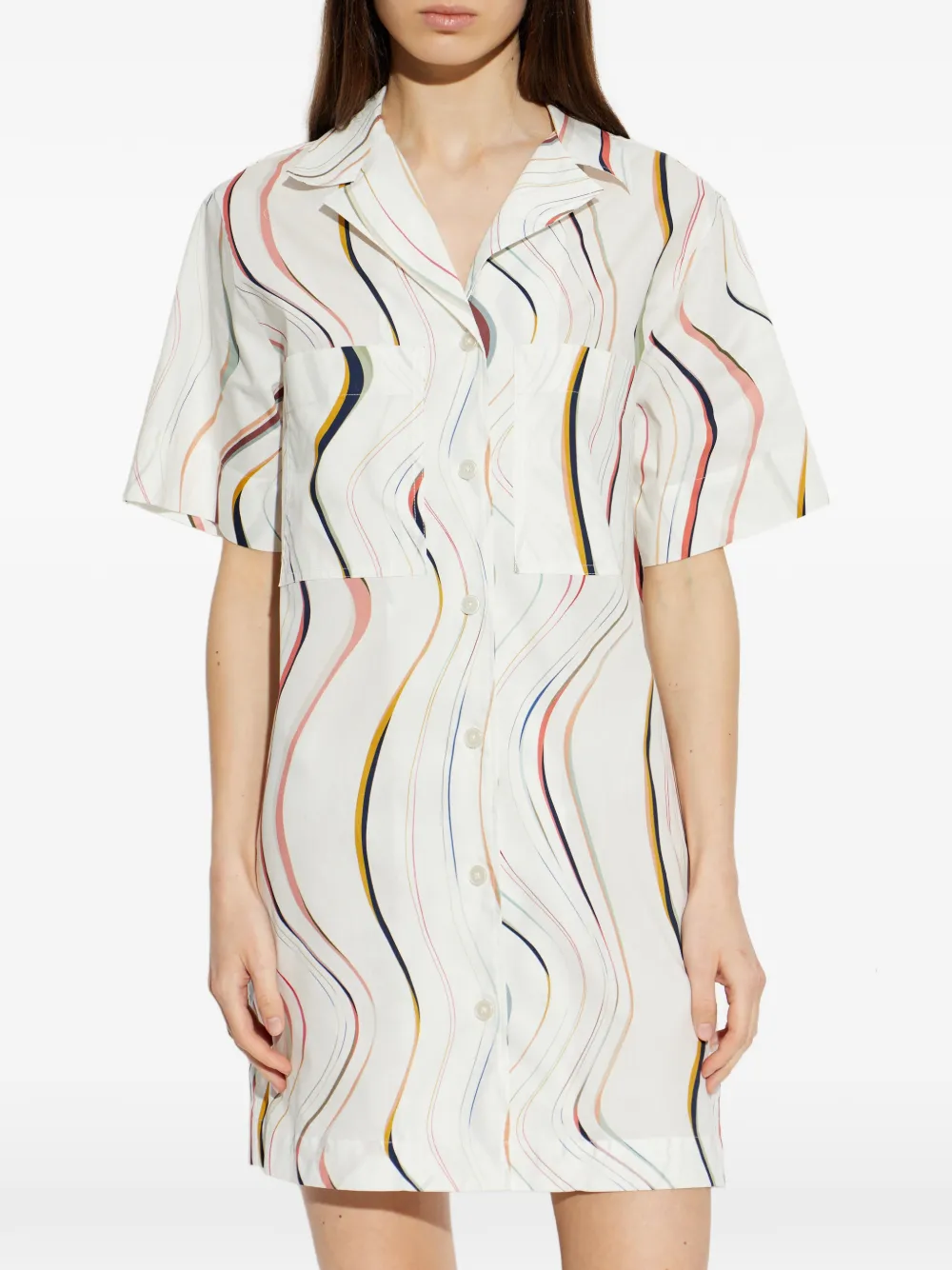 PS Paul Smith Mini-blousejurk met golvende streep Wit