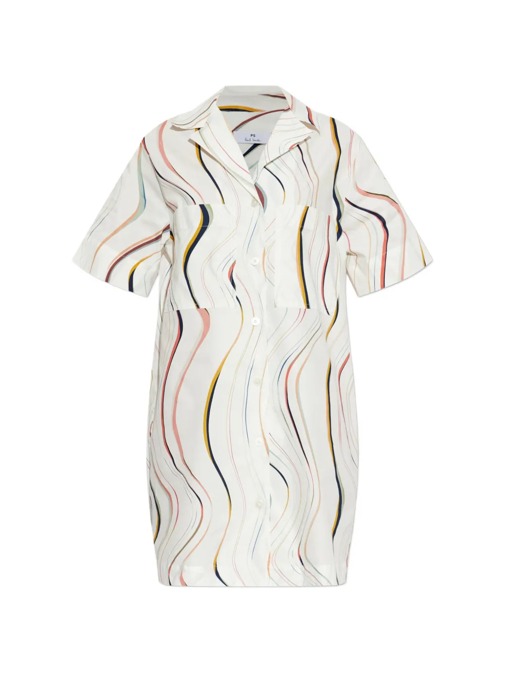 PS Paul Smith wavy-stripe mini shirt dress - Bianco