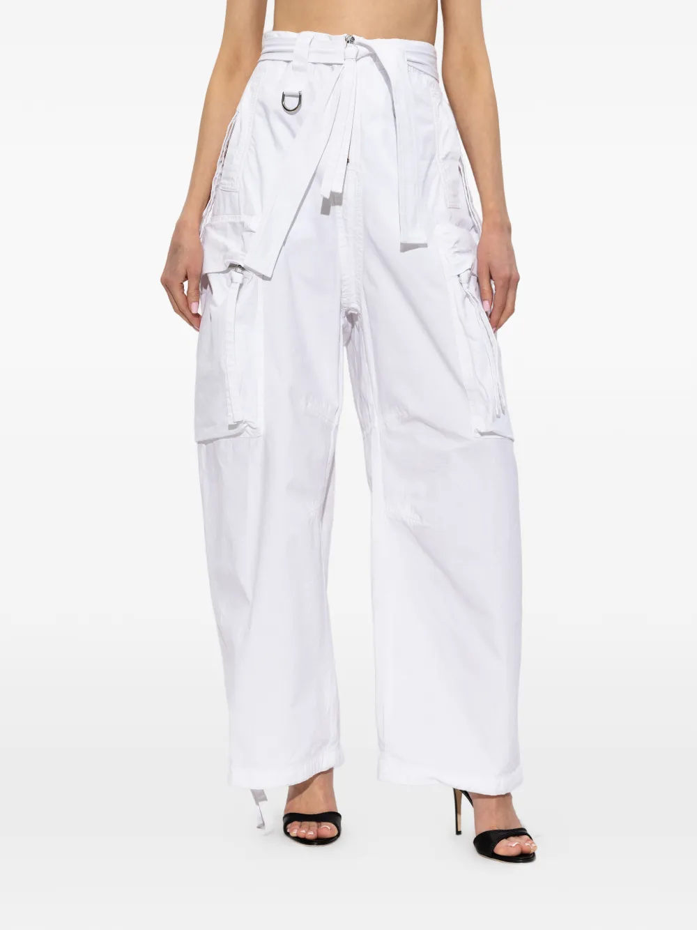 DSQUARED2 Broek met cargo zak en ceintuur Wit