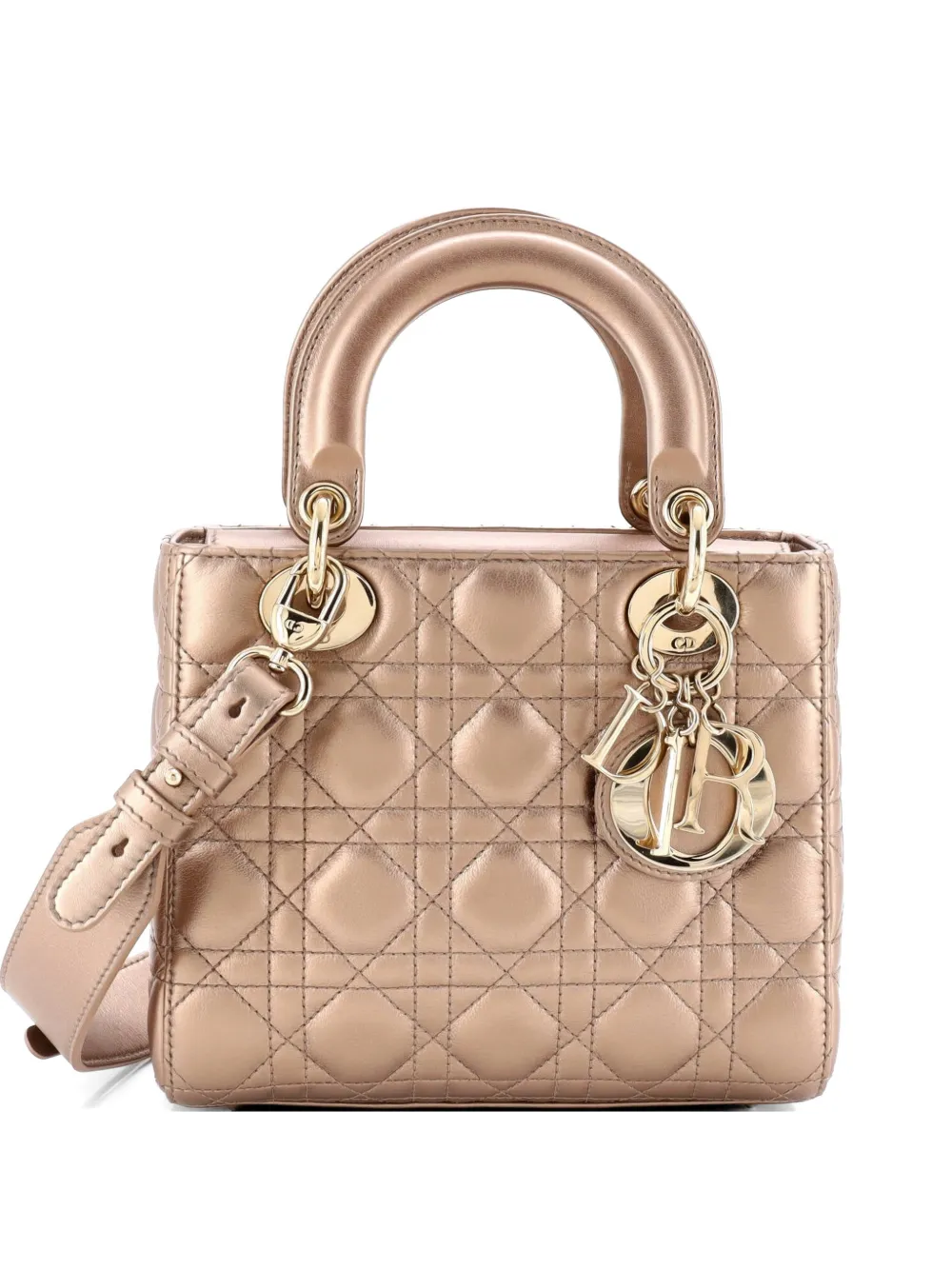 Christian Dior Pre-Owned My ABCDior Lady Dior Bag Metallic Cannage Quilt Leather shoulder bag - Gold