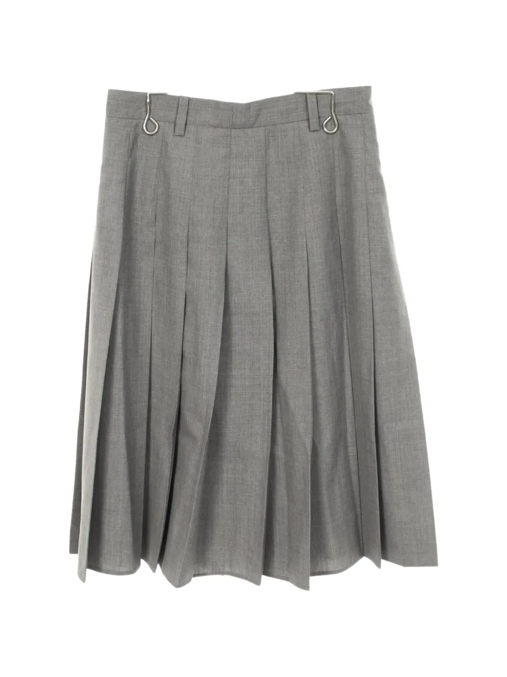 Pre-owned Prada 2000s Pleated Wool Midi Skirt In Grey