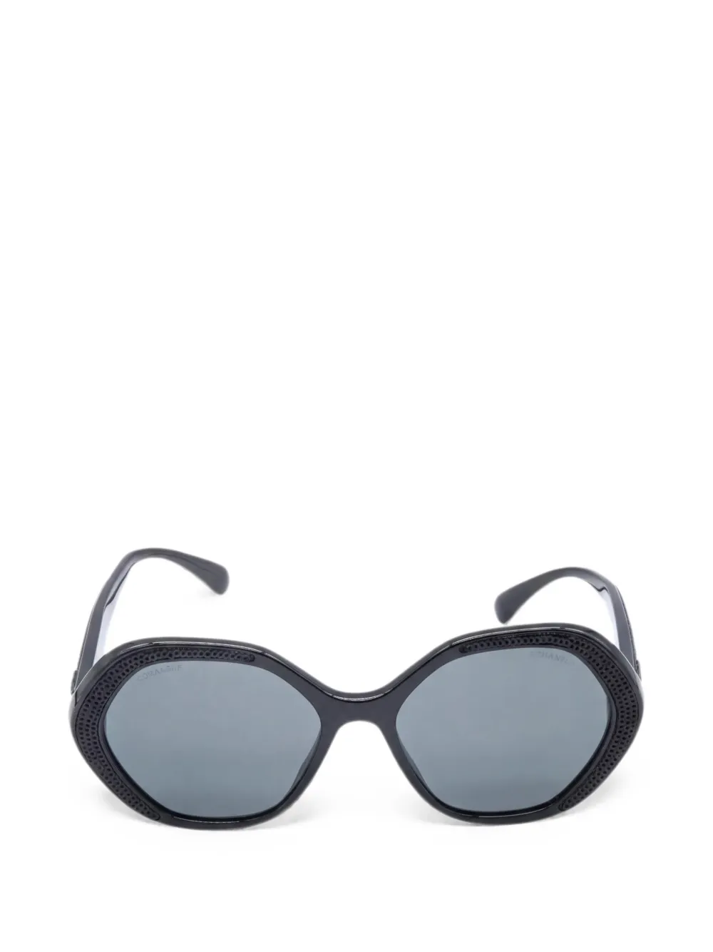 CHANEL Pre-Owned 1986-1988 Interlocking CC geometric-frame sunglasses - Nero