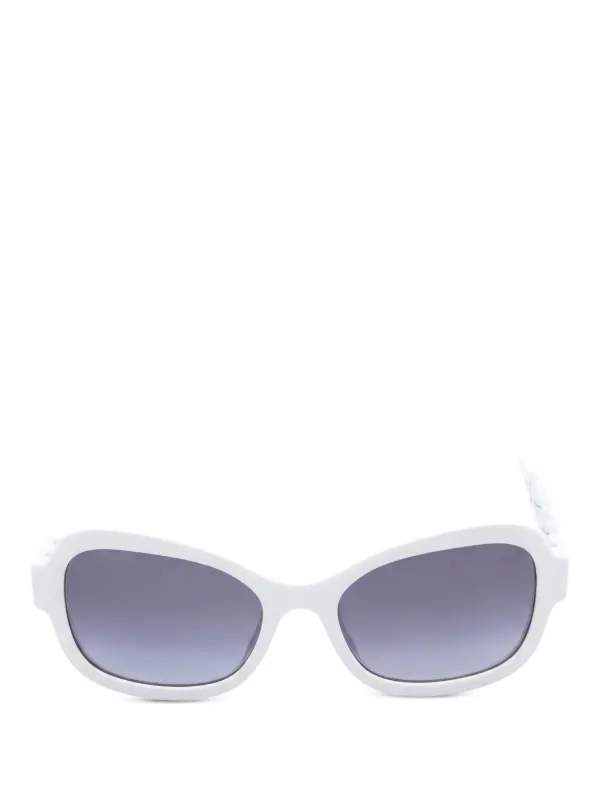Chanel Pre-owned 1986-1988 Chain-link Square-frame Sunglasses in White