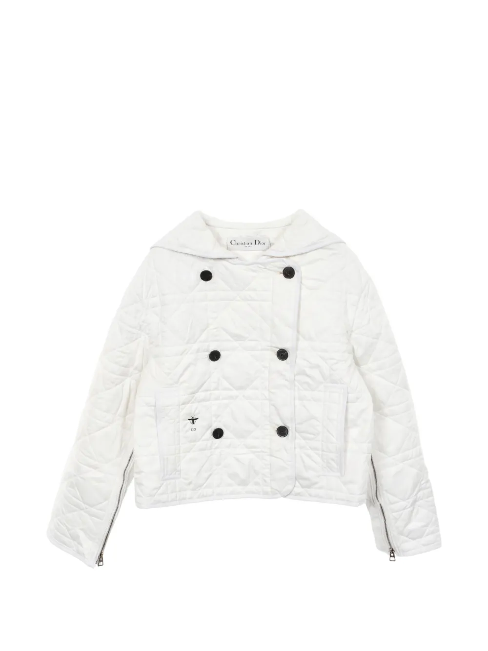 Christian Dior Pre-Owned 2010s Cannage bee-embroidered jacket - Bianco
