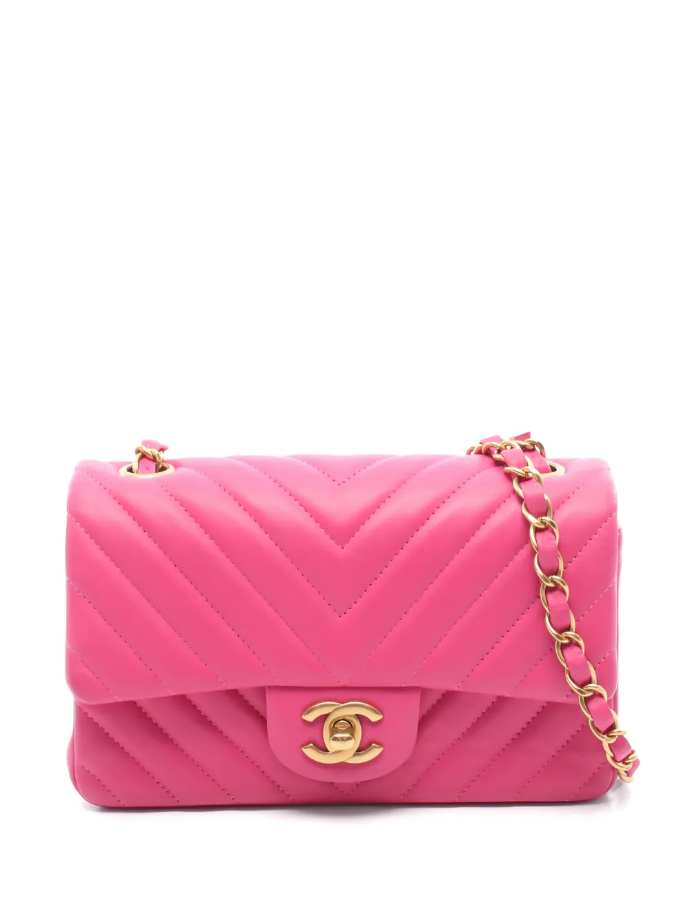 CHANEL Pre-Owned 2015-2016 mini 20 Chevron V-stitch cross body bag - Rosa
