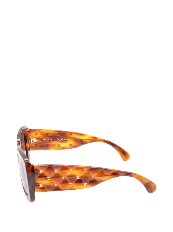 CHANEL Pre-Owned 1986-1988 CC quilted-effect Sunglasses | Brown