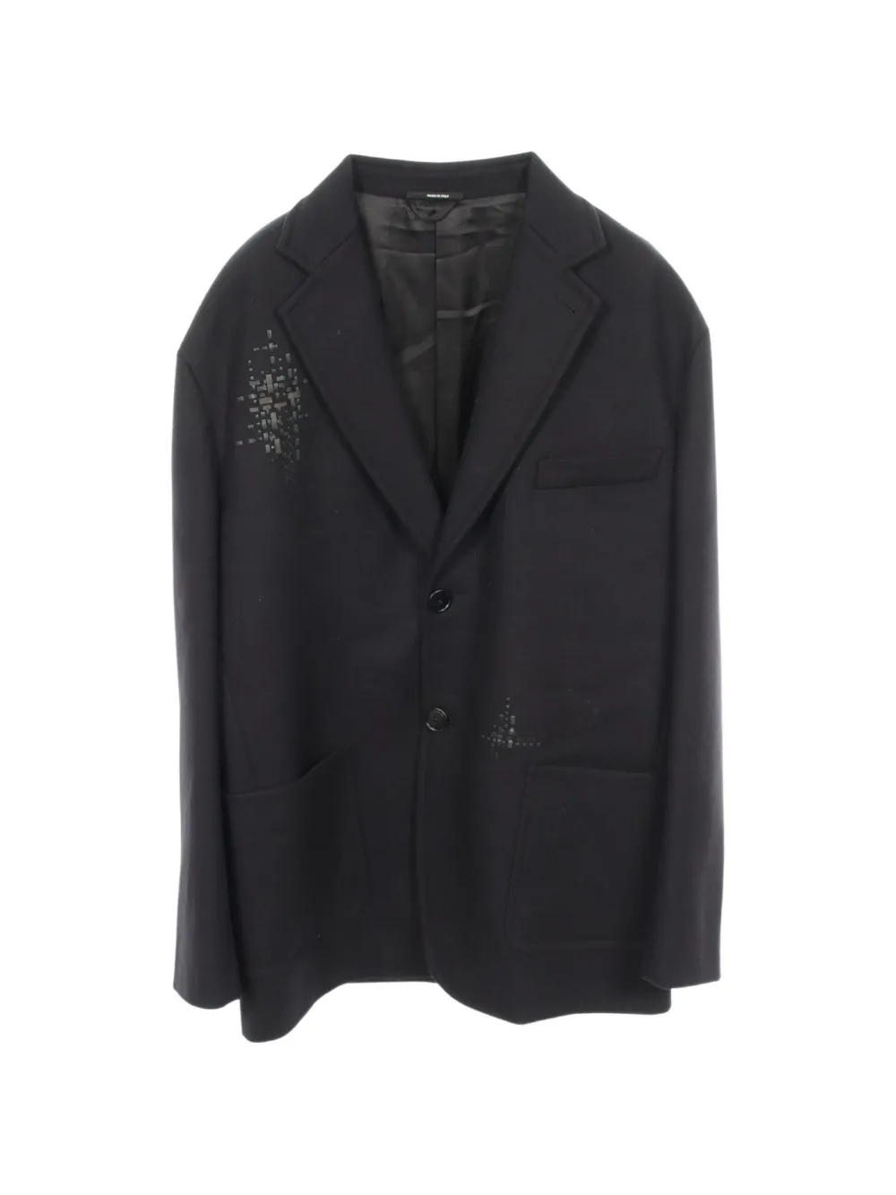 Pre-owned Hermes 2010s Leather-appliqué Single-breasted Blazer In Black
