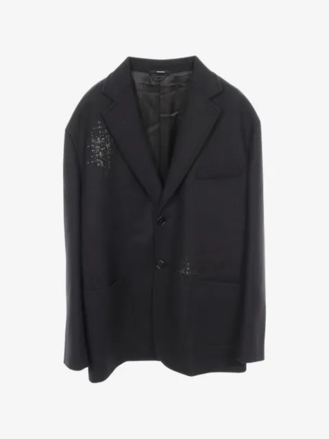 Hermès Pre-Owned blazer à simple boutonnage et appliqué en cuir (années 2010)