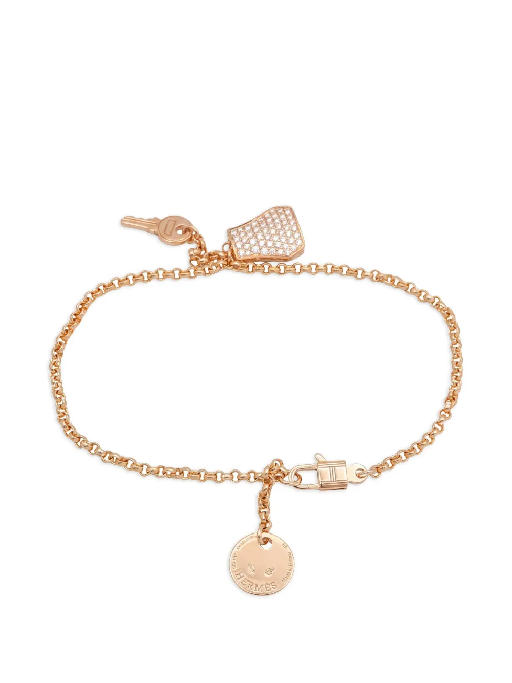 Hermès Pre-owned Kelly Cadenas Diamond Bracelet in Pink, view 2