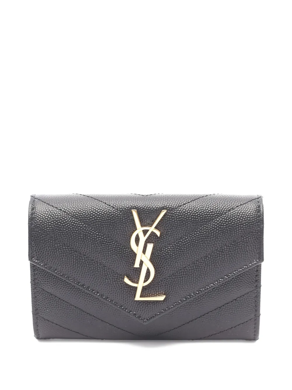 Saint Laurent Pre-Owned logo-plaque envelope leather wallet - Nero