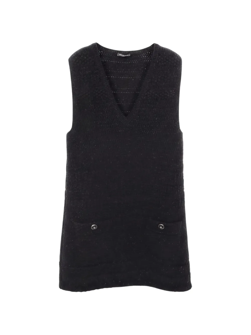 CHANEL Pre-Owned 1986-1988 Cocomark button-knitted mini dress - Black