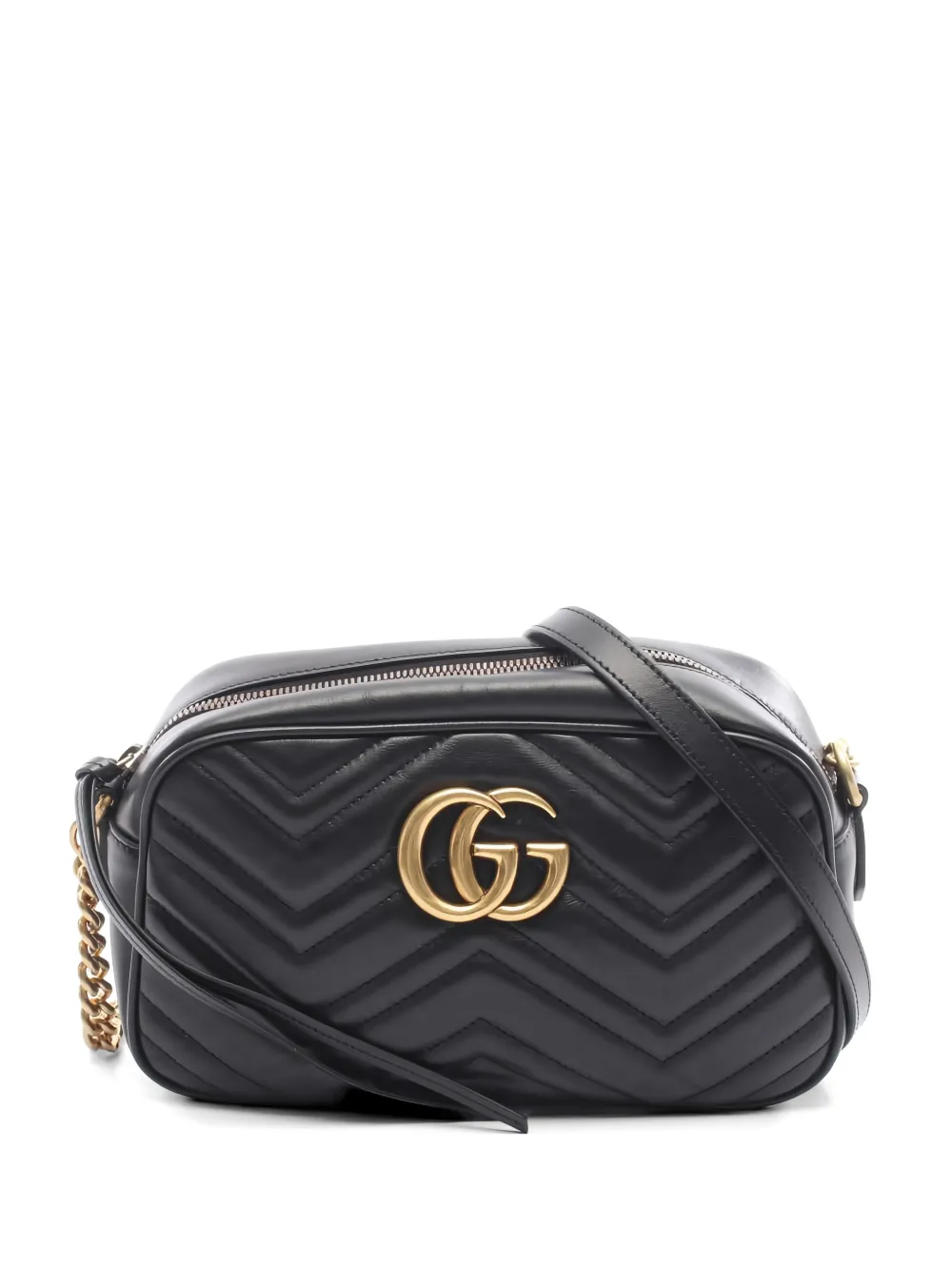 Gucci Pre-Owned 2010s GG marmont chain leather crossbody bag - Nero