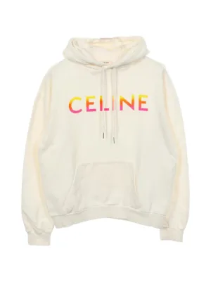 Celine Pre-Owned logo-detail Studded Hoodie | White | FARFETCH