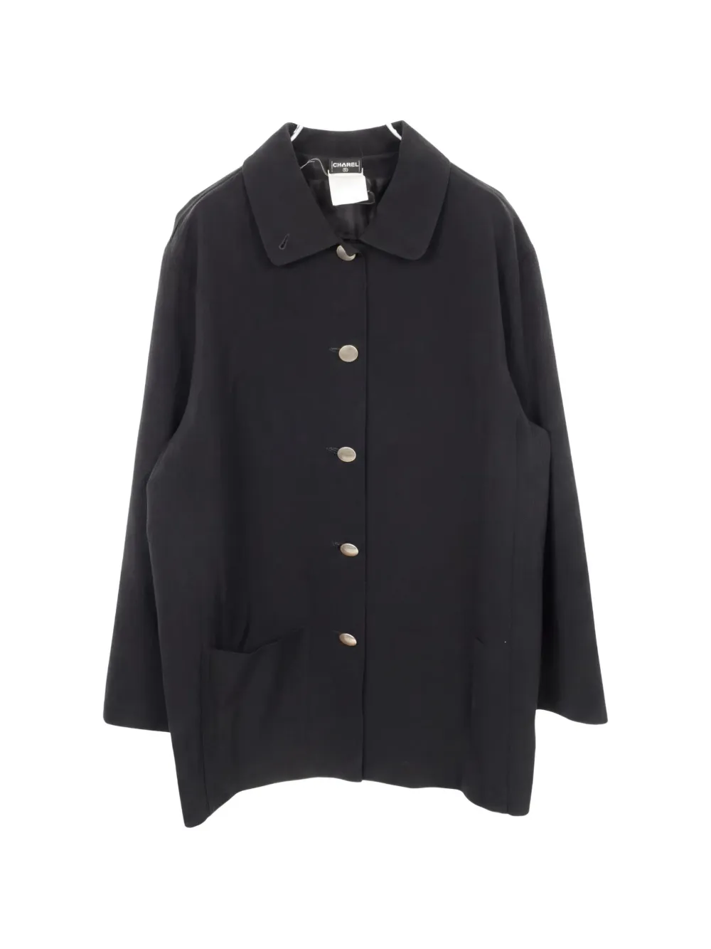 CHANEL Pre-Owned 1986-1988 logo-button convertible-collar coat - Nero