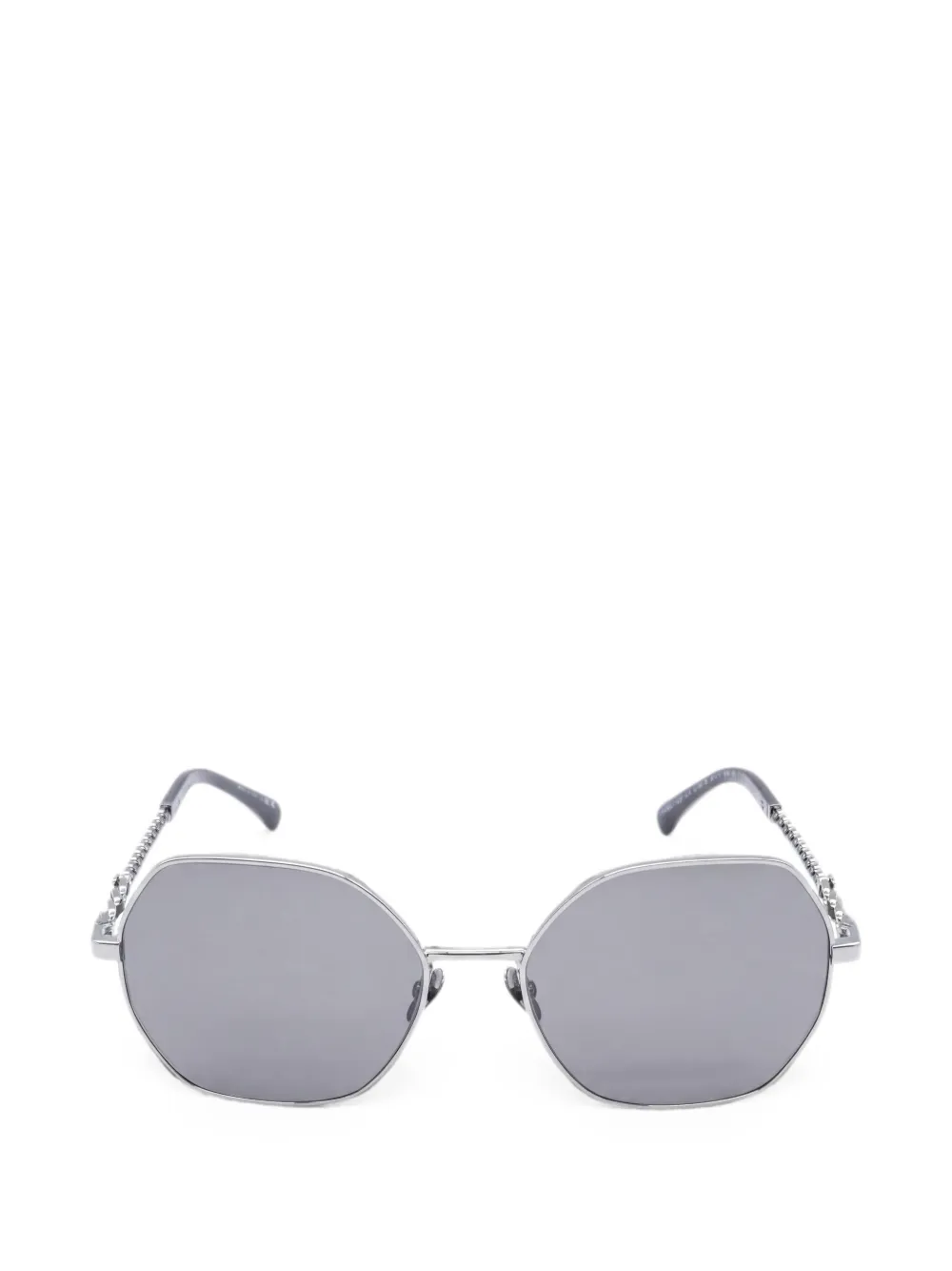 CHANEL Pre-Owned 1986-1988 geometric-frame sunglasses - Argento