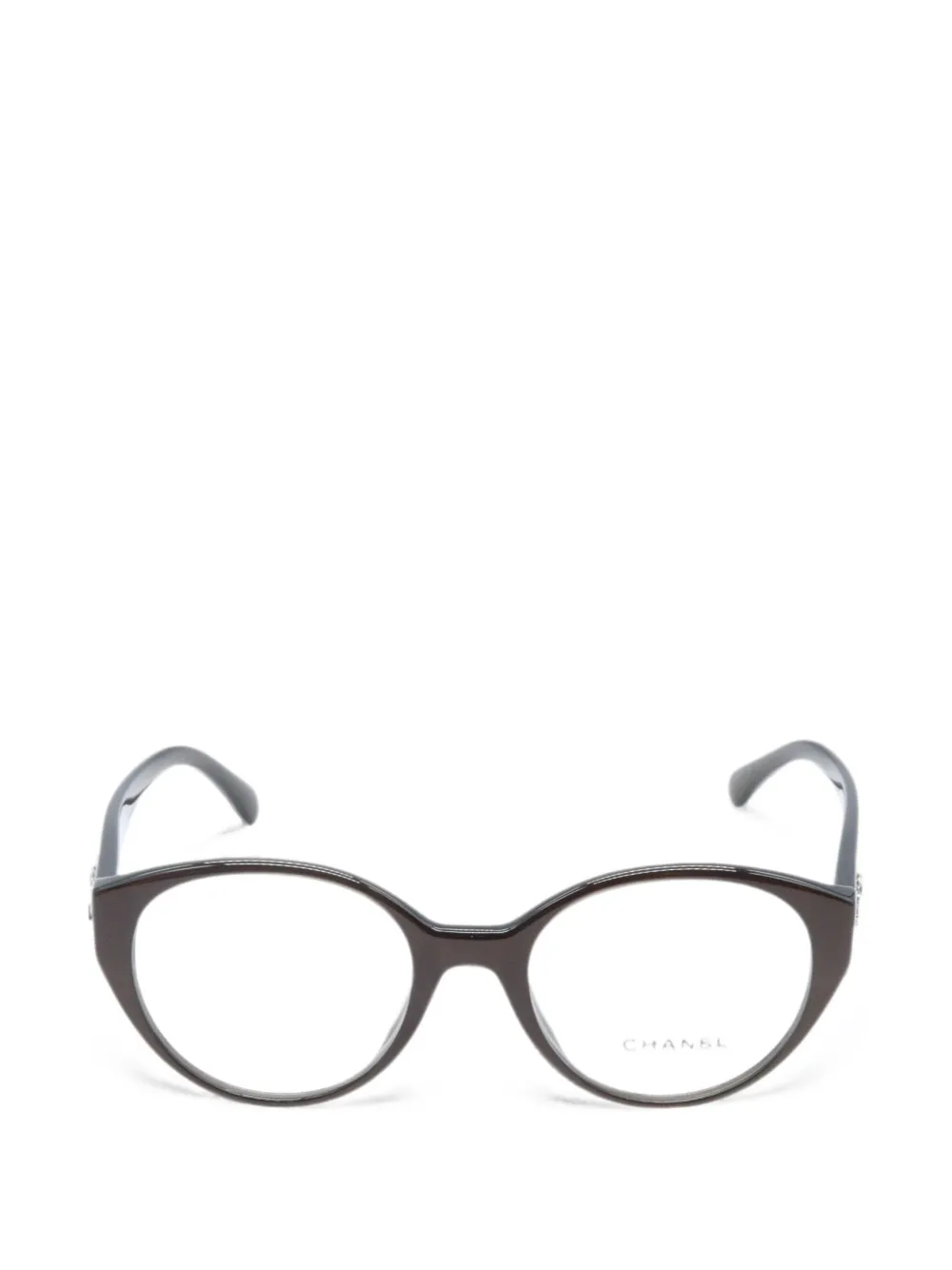 CHANEL Pre-Owned CC round-frame glasses - Marrone