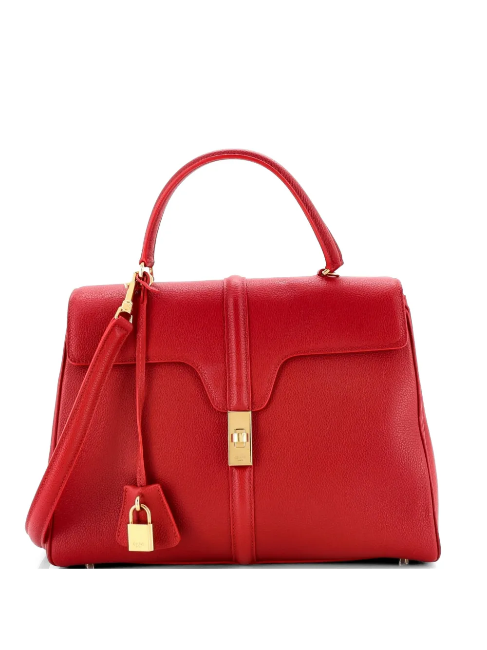 Celine Pre-Owned 16 Top Handle Bag Grained Calfskin Medium shoulder bag - Rosso