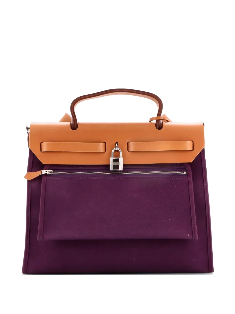 Hermès Pre-Owned Herbag Zip Leather and Toile 31 shoulder bag - Marrone