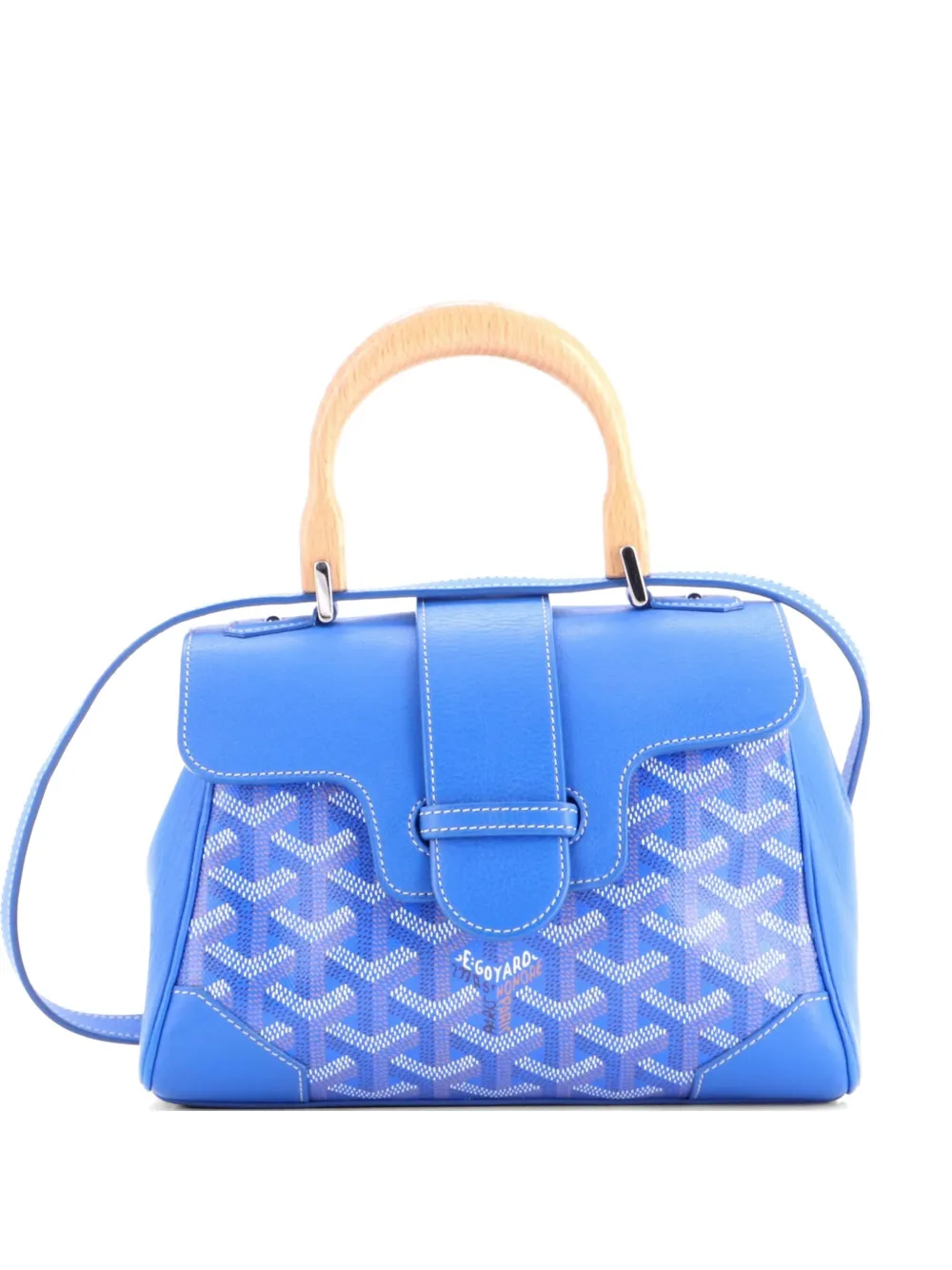 Goyard Pre-Owned Borsa a spalla Saigon mini in pelle e tela cerata con manico - Blu