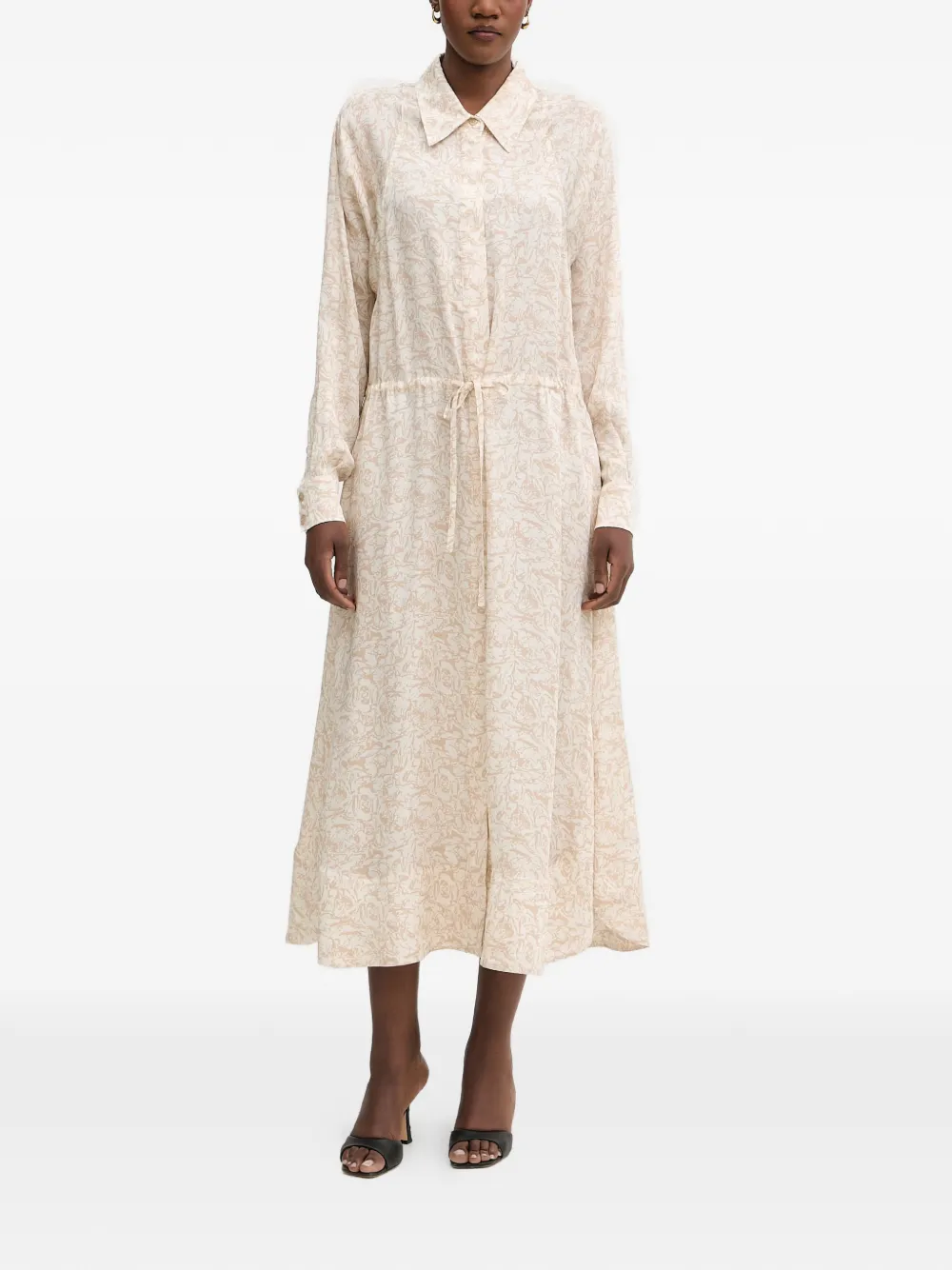 Trussardi all-over-print drawstring-waist dress - Toni neutri