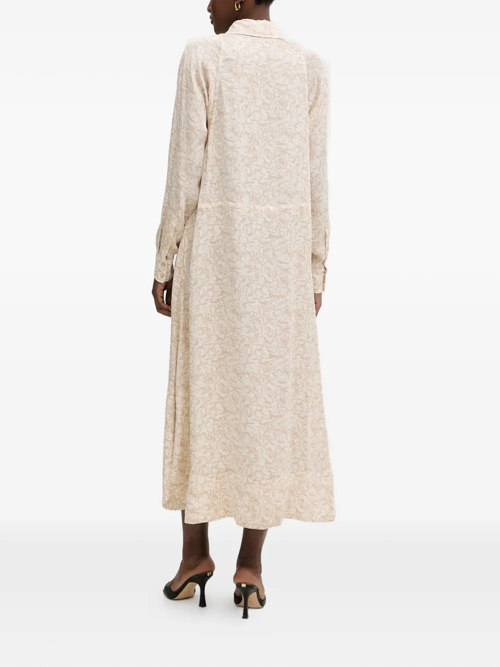 Trussardi Jurk met trekkoordtaille en all-over print Beige