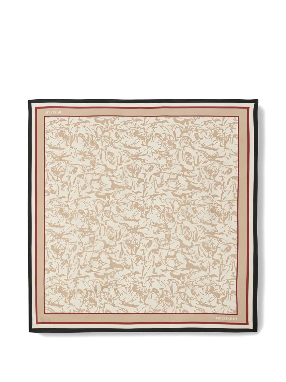 Trussardi greyhound-print silk scarf - Toni neutri